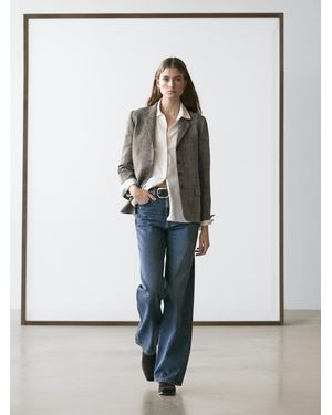 MASSIMO DUTTI Flecked Wool Blend Blazer - Grey