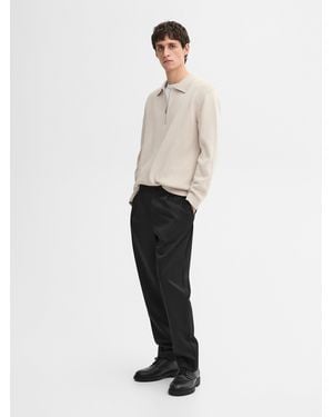 MASSIMO DUTTI Jersey Punto Cuello Polo Cremallera - Blanco