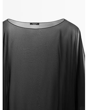 MASSIMO DUTTI Capa Corte Asimétrico Seda - Negro
