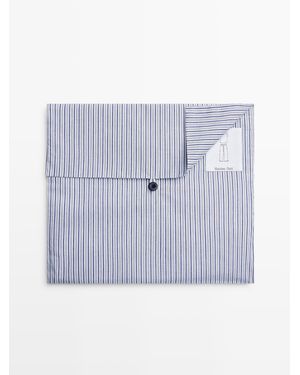 MASSIMO DUTTI Short Sleeve Pyjama Top And Striped Trousers - Blue