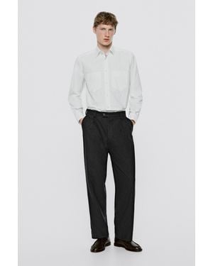 MASSIMO DUTTI Regular Fit Shirt With Pocket Detail - White