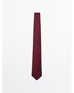 MASSIMO DUTTI 100% Silk Textured Tie - Purple
