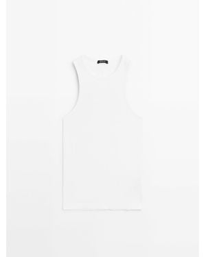 MASSIMO DUTTI Haltertop Van Katoenmix - Wit