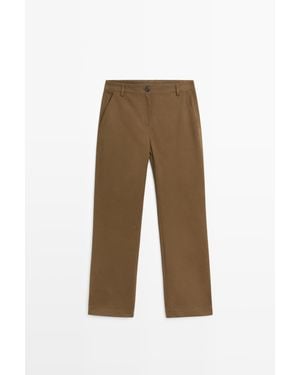 MASSIMO DUTTI Kick Flare Broek Van Een Katoenmix - Naturel