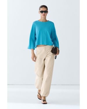 MASSIMO DUTTI Jersey Cuello Redondo Con Lana - Azul