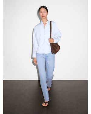 MASSIMO DUTTI Chemisier En Popeline 100 Coton - Blanc