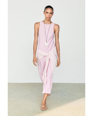 MASSIMO DUTTI Vestito Midi Fluido - Bianco