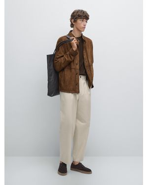 MASSIMO DUTTI Pantaloni Relax Fit 100% Cotone - Bianco
