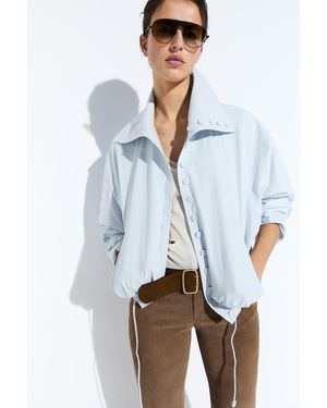 MASSIMO DUTTI Cropped Button-Detail Jacket - White