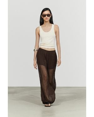 MASSIMO DUTTI Pleated Total Look Trousers - Natural