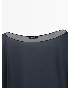 MASSIMO DUTTI Asymmetric Cut Silk Cape - Blue
