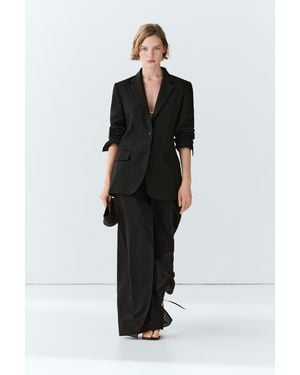 MASSIMO DUTTI Double-Layer Trousers With Tie Detail - Black