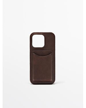 MASSIMO DUTTI Nappa Leather Iphone 16 Pro Case - White