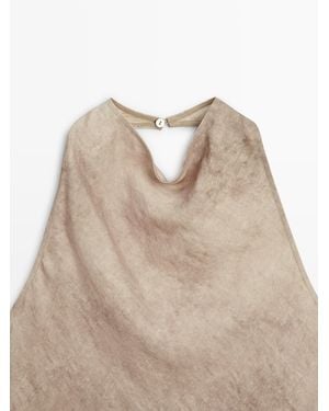MASSIMO DUTTI Worn Effect Halter Top - Natural