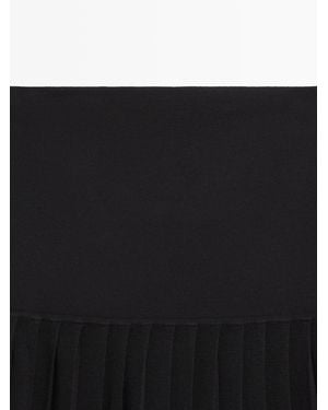 MASSIMO DUTTI Midi Skirt With Box Pleats - Black