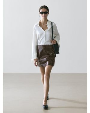 MASSIMO DUTTI Minirock Aus Nappaleder - Weiß