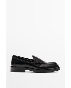 MASSIMO DUTTI Mokassin Aus Leder Mit Trense - Schwarz
