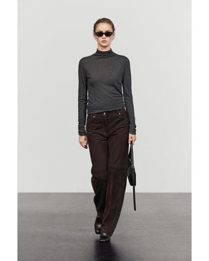 MASSIMO DUTTI Hose Aus Leder Und Wildleder - Weiß