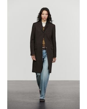 MASSIMO DUTTI Mittellanger Mantel Aus 100 Wolle - Schwarz