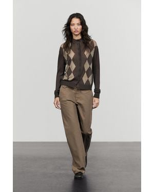 MASSIMO DUTTI Stretch Cotton Blend Trousers - Multicolour
