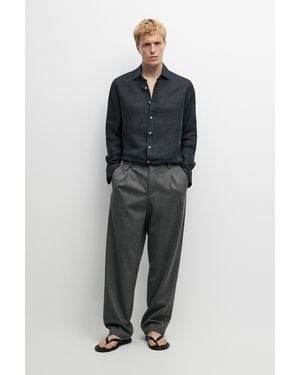 MASSIMO DUTTI Cool Wool Blend Darted Trousers - Grey