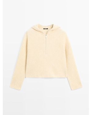 MASSIMO DUTTI Trui Van Wolmix Met Capuchon - Naturel