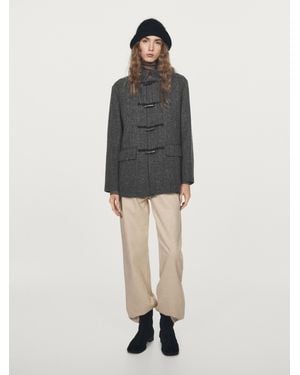 MASSIMO DUTTI Mid-Length Coat With Horn Toggle - Grey