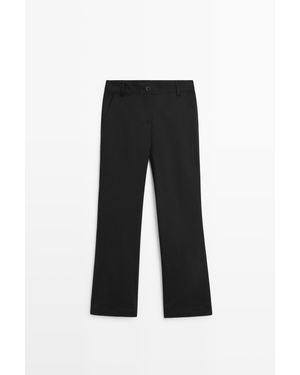 MASSIMO DUTTI Katoenmix Kick Flare-Broek - Zwart