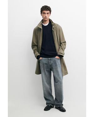 MASSIMO DUTTI 100% Cotton Wide-Leg Jeans - Gray