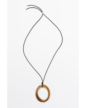 MASSIMO DUTTI Marbled Hoop Necklace - Black
