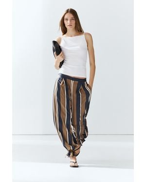 MASSIMO DUTTI Satin Trousers With Tie-Detail Hems - Multicolour