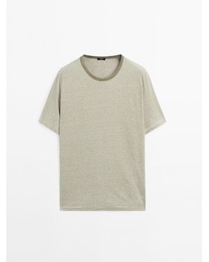 MASSIMO DUTTI Gestreept Linnen En Katoenen T-Shirt - Meerkleurig