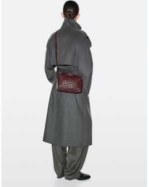 MASSIMO DUTTI Nappa Leather Braided Mini Bag - Gray