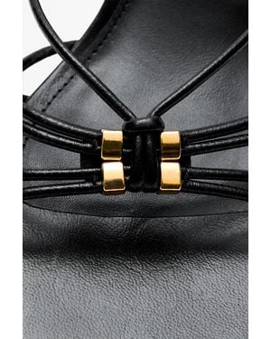 MASSIMO DUTTI Strappy Heeled Sandals With Embellished Detail - Grey