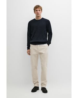 MASSIMO DUTTI Cable Knit Round Neck Jumper - Blue