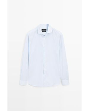 MASSIMO DUTTI 100% Cotton Striped Shirt - White