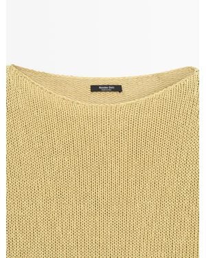 MASSIMO DUTTI Cotton Blend Cutwork Knit Jumper - Natural