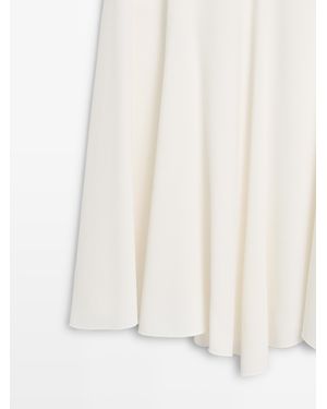 MASSIMO DUTTI Flowing Godet Midi Skirt - White