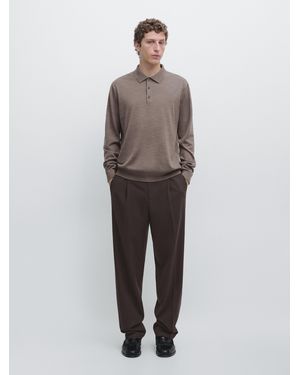 MASSIMO DUTTI 100% Wool Knit Jumper With Polo Collar - Multicolour