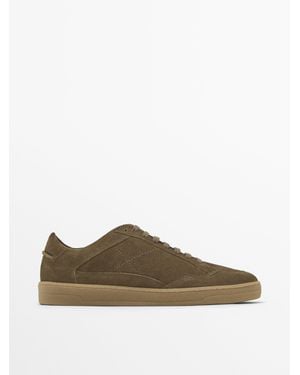 MASSIMO DUTTI Split Suede Trainers - Brown