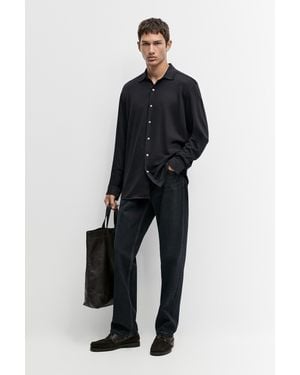 MASSIMO DUTTI Camisa Strech Slim Fit Con Algodón - Negro