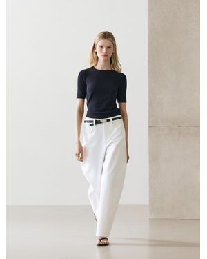 MASSIMO DUTTI Cotton Blend T-Shirt - White