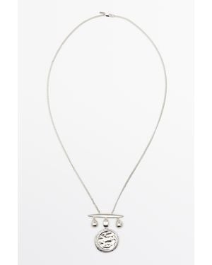 MASSIMO DUTTI Long Coin Necklace - White