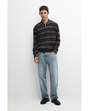 MASSIMO DUTTI Pull Polo Rayé En Maille - Bleu