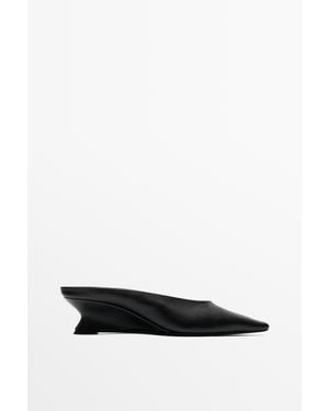 MASSIMO DUTTI Wedge Heel Mule Shoe - White