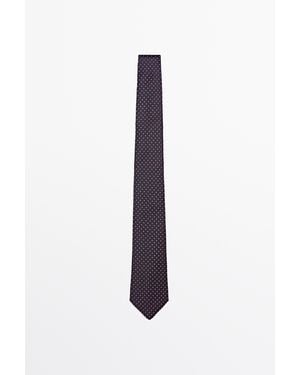 MASSIMO DUTTI Cravatta A Puntini 100% Seta - Blu