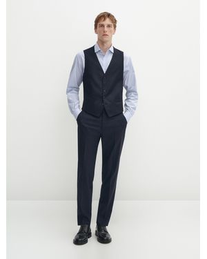 MASSIMO DUTTI Chaleco Traje Azul 100% Lana