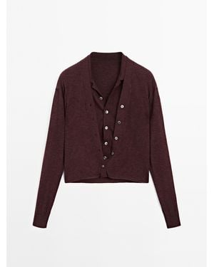 MASSIMO DUTTI Multiway-Strickcardigan Aus 100 Wolle - Weiß