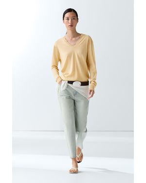 MASSIMO DUTTI Strickpullover Mit V-Ausschnitt - Blau