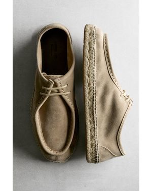 MASSIMO DUTTI Split Leather Shoes With Moc Toe And Jute Sole - White